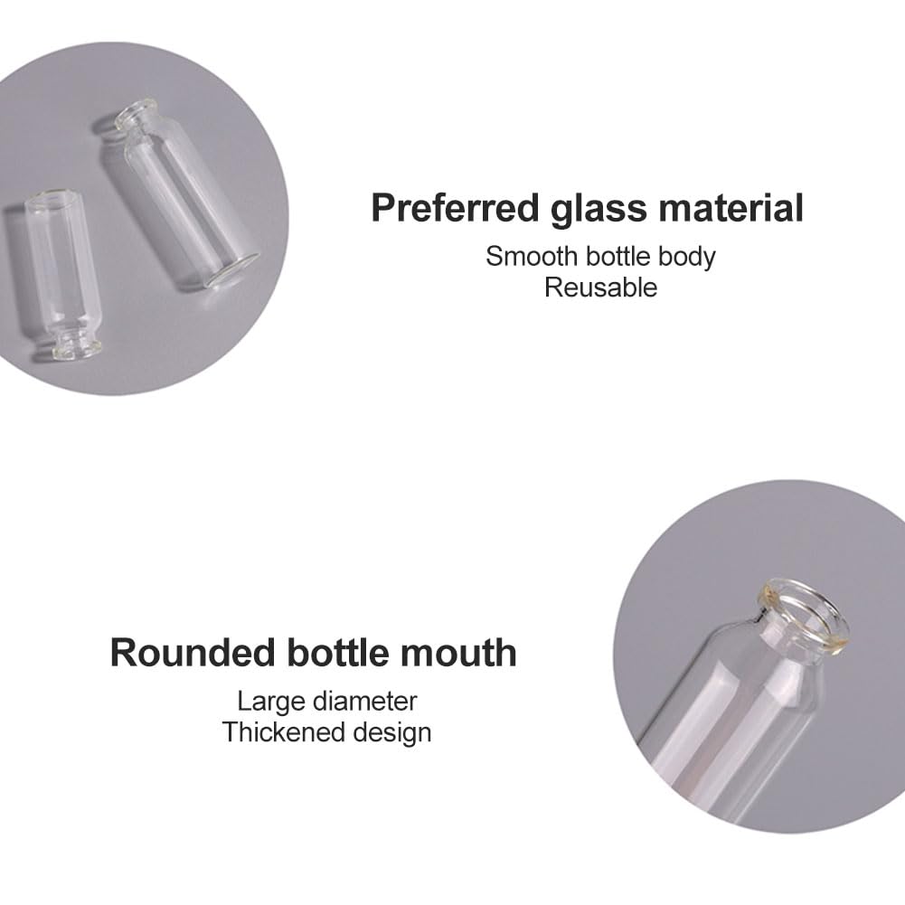 10PCS 10ML Flacons Stériles Vides Flacons en Verre Transparent avec Bouchon en Caoutchouc Butyle Séparé et Fermeture à Rabat pour Liquides Poudres
