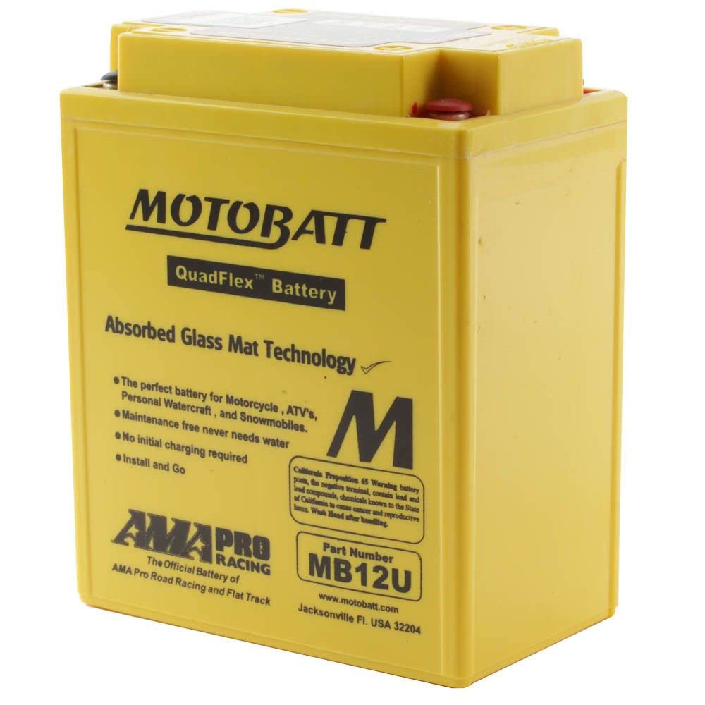 Batteria moto Motobatt MB12U AGM - Senza manutenzione - 12 V 15 Ah - Dimensioni: 135 x 80 x 161 mm compatibile con HONDA VT500C Shadow, FT, Ascot 500 1983-1986