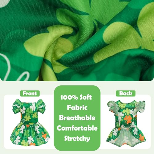 Image of CuteBone Frilly Dog Dress Princess Puppy St.Patrick's Day Dresses with Ruffled Sleeves Cat Clothes Outfit for Small Dogs Girl Pet Apparel