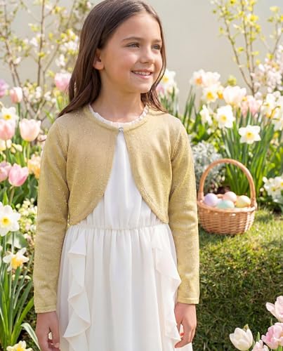 Image of BOLEROSE Girls Long Sleeve Sparkle Cardigan Childrens Kids Bolero Shrug