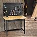 Goplus Work Bench with Removable Pegboard, 48” Bamboo Workbench for Garage w/Drawers, Adjustable Anti-Slip Pad, Hanging Hooks, Heavy-Duty Work Table Tool Storage Bench for Warehouse Home Workshop
