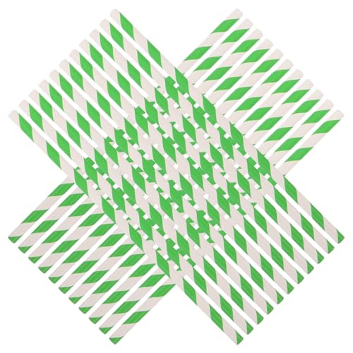KICHOUSE 100 pitillos de papel verdes rayados biodegradables miniatura 1
