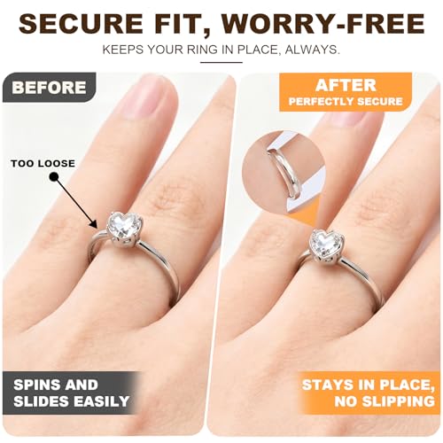 Image of Ring Sizers for Loose Rings, Invisible Size Adjuster Silicone, Guards Spacer Tightener Resizer Fitter for Women Men, Make Smaller Without Resizing Thick Band (See-Through, 14)
