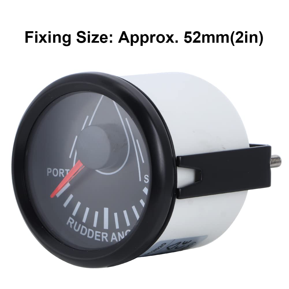 Jauges pour sports motorisés | Indicateur d'angle de barre universel de bateau de 52 mm Signal 0-190ohm avec capteur de barre 9-32V Jauge de rétroéclairage(Cadran noir, couvercle noir)