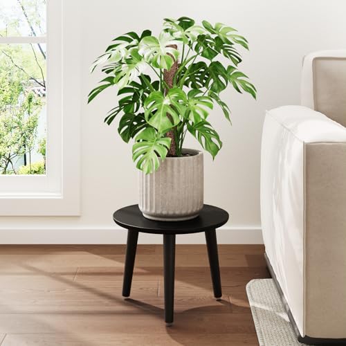 Leaf&lull Black Plant Stand Indoor Small Plant Table for Large Plants Wood Plant Stool Tall Plant Holder for Living Room Bedroom Balcony