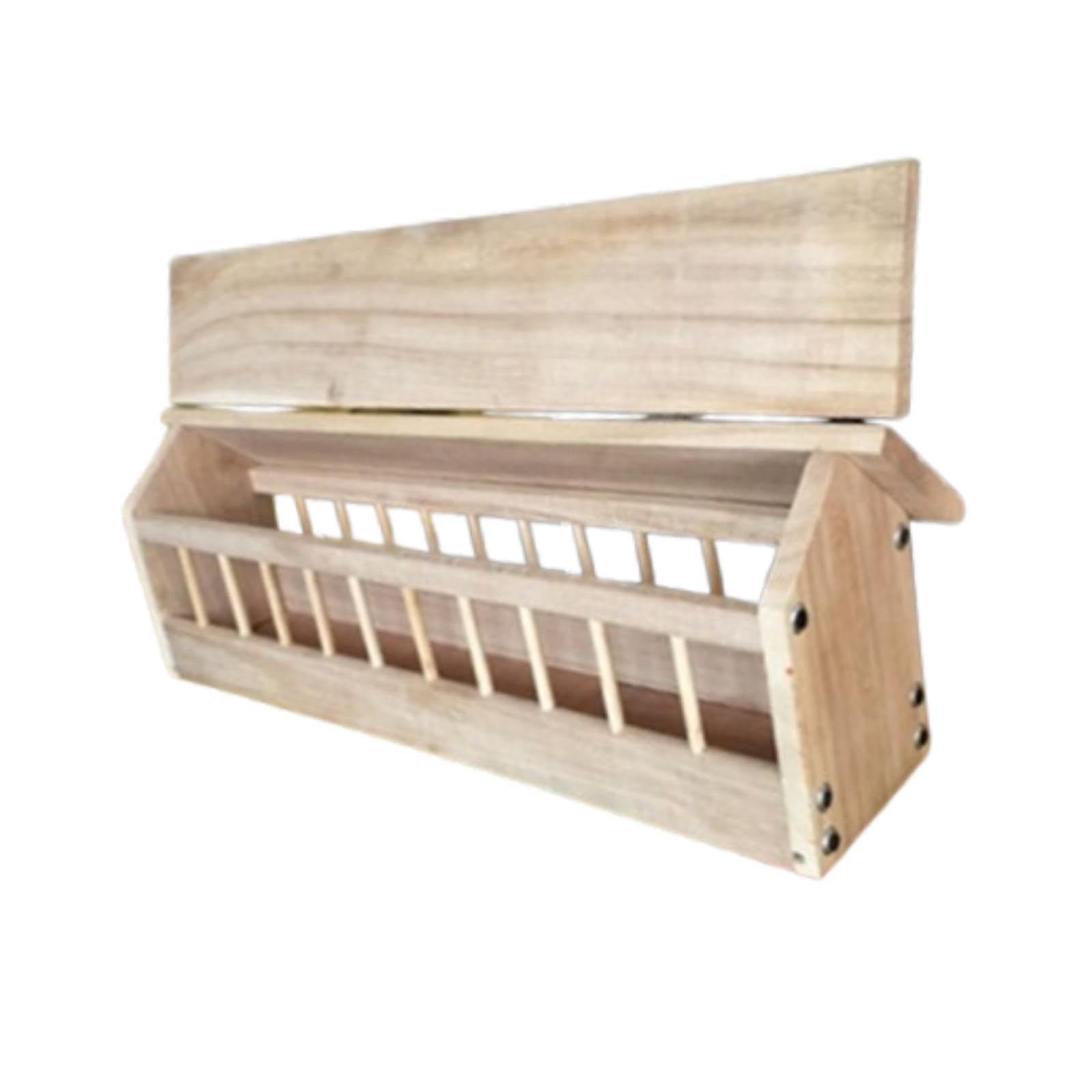 Baoblaze Wooden Pigeon Feeder Bird Feeding Bowl Feeding Dish Chicken Feeder Poultry Food Dispenser for Ducklings Garden Pigeons Farm, 40x11x7cm