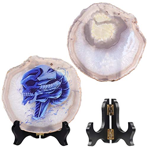Tranche d'agate tête de mort bleue, le cadeau déco idéal pour la maison - 3