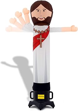 LookOurWay Air Wavers Inflatable Tube Man Set - 6ft Tall Jesus Air Waver with Air Dancer Blower - Inflatable Advertising Tube Guy with Flapping Waving Arm - Church Service - Outdoor Business Sign