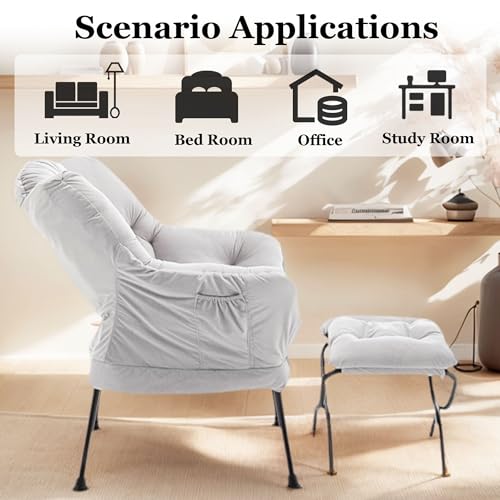 Sillón plegable terciopelo Gris miniatura 7