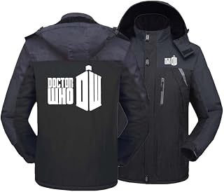 EKSED Men's Waterproof Skiing Jacket for DOCTOR WHO Print Fleece Warm Jackets Waterproof Hiking Softshell Hoodie Zip Winter Coats