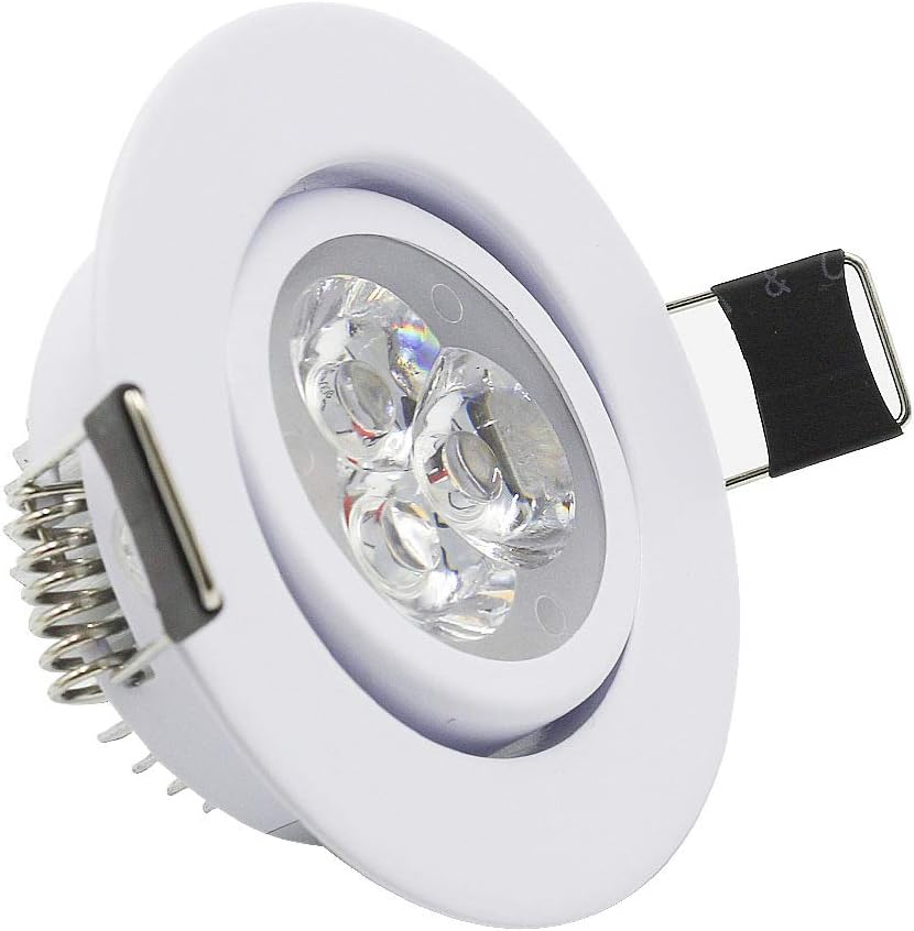 LEDIARY White 110-265V Round Recessed Led Downlight 50/55/60MM Cut Hole Size LED 3W Rotatable Ceiling Light Fixture Daylight White 6000K