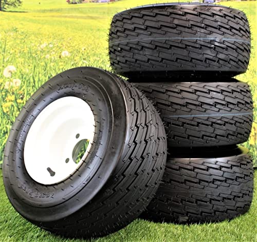 Antego Tire & Wheel 18x8.50-8 with 8x7 White Assembly for Golf Cart and Lawn Mower (Set of 4)