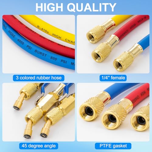 Kit de mangueras para manifold AC 3 piezas 5FT Tigbear miniatura 3