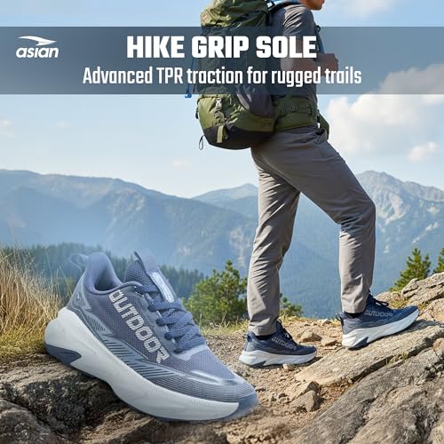 Image of ASIAN Quantum-32 Men's Sports Shoes | Grippy Outdoor Hiking, Running & Walking Sneakers | Lightweight, Durable, Breathable Knit Comfort Shoes for Men