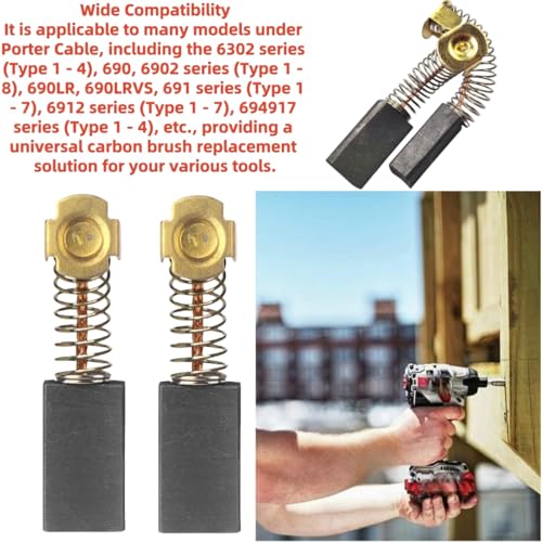 Image of 4 Pack N031652 Carbon Brush Pair for Porter Cable Routers | Fits for Porter Cable 6302, 6902, 690LR, 691, 6912 and 694917 routers; replaces N031652, 869659 and 824216 worn brushes.