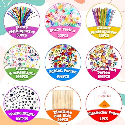LINAYE 3000+Pcs Bastelset für Kinder Bastelbox Bastelmaterial Set,Bastelkoffer Gehören Pompons,Pfeifenreiniger… – Ansicht 3