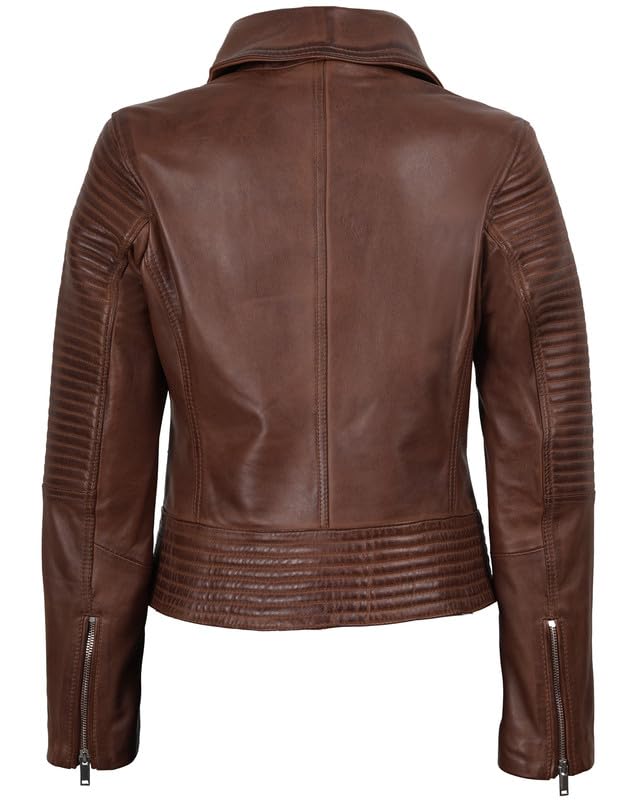 Image of Blingsoul Womens Real Leather Jacket - Asymmetrical Leather Jackets for Women
