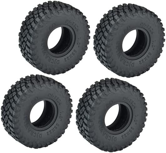 GPM Upgrades 1.0 Inch Adhesive Crawler Rubber Tires 55mm X 22mm with Foam Inserts for 1/18 4WD TRX4M Ford Bronco（97074-1）/ TRX4M Land Rover Defender（97054-1）/ SCX24 Rc Cars (Adhesive)