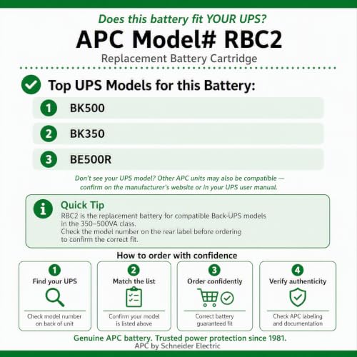 APC Genuine UPS Replacement Battery RBC2 for BK350, BK500, BK500BLK, SC420 - image 3