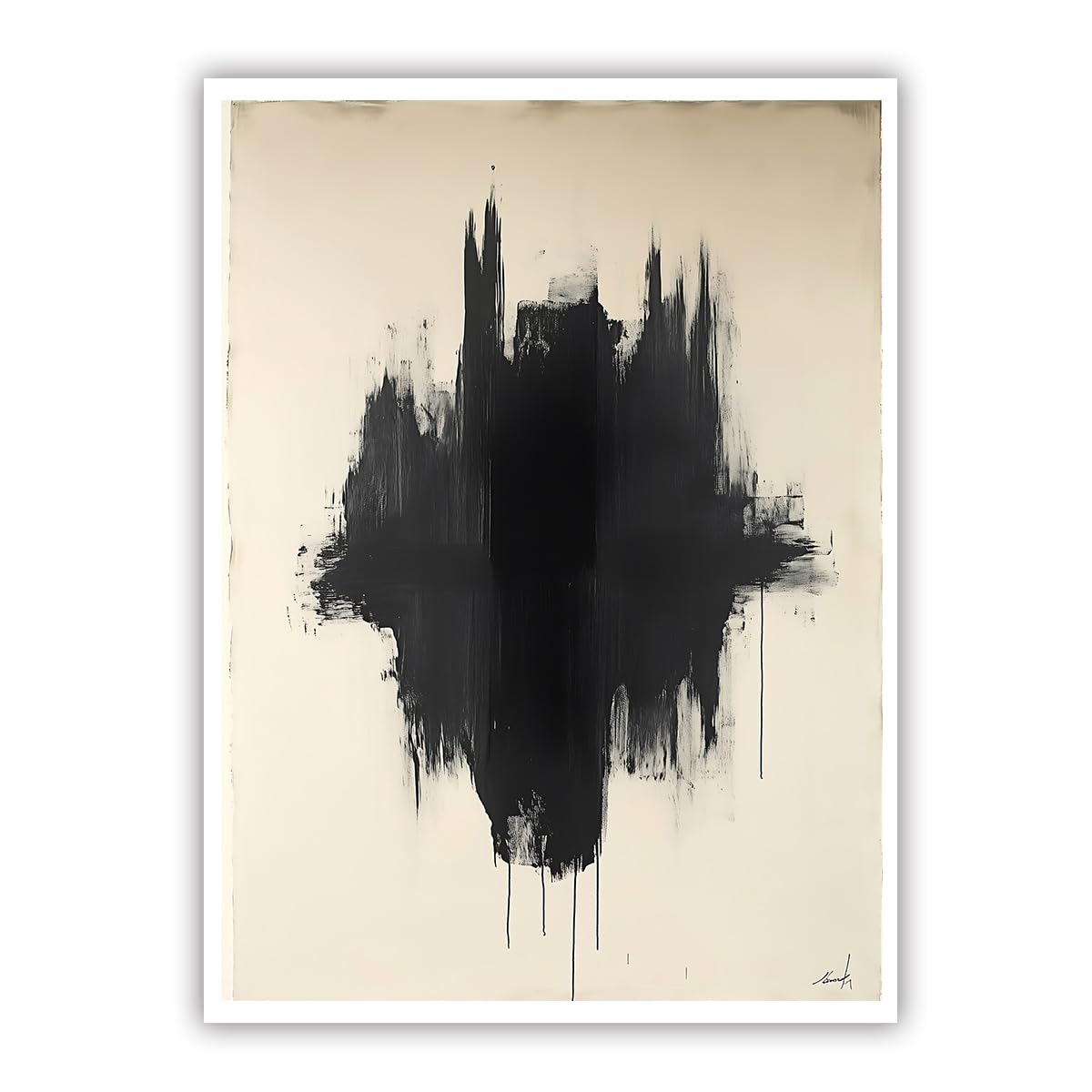OSHIONARTE Abstract Wall Art Painting Neutral Canvas Poster Prints Black Beige Modern Minimalist Wall Decor Abstract Modern Wall Decor 60x80cm Frameless