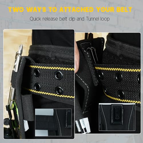 Image of MELOTOUGH Tool Belt Holder Tool Belt Hook Drill Bit Tote Hammer Holder | Multi-Function Tool Belt Hook, Tape Measure Clip, Drill Bit Tote, Hammer Loop, Fits Cordless Drills & Power Tools