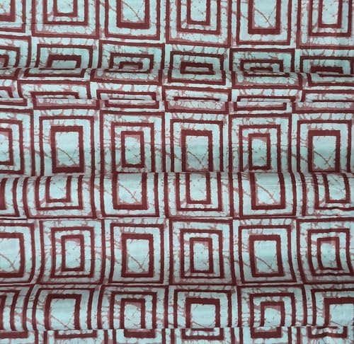 Image of 2 Meter Hand Block Indian Cotton Unstitched Jaipuri Handmade Digital Printed Fabric Material for Women Kurta /Blouse /Palazzos /Piece Material for Women's (Mehroon)
