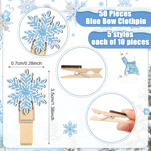 Image of Patelai 321 Pcs Blue Snowflake Baby Shower Game Supply for Girl or Boy 5 Set Include 50 Activity Card 20 Pencil 1 Don't Say Baby Sign 50 Clothespin for Price Is Right Prediction Bingo Game Party Decor