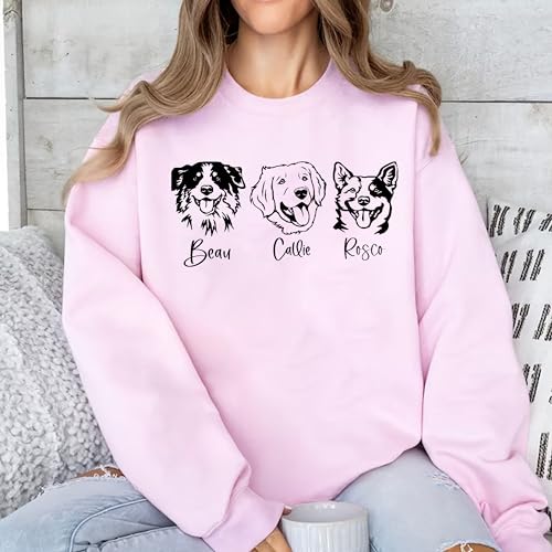 Personalized Dog Mom Sweatshirt, Custom Line Art Portrait Dog Sweatshirt, Pet Name Sweatshirts Women, Customized Pet Lover Gifts, Mom Gift4