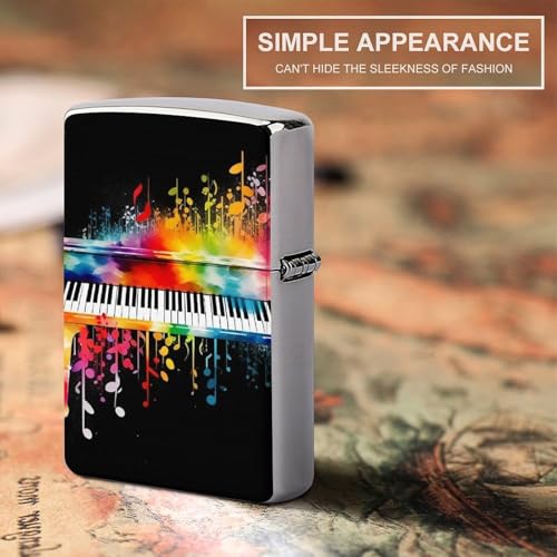 Funda metálica para encendedor con diseño piano colorido miniatura 6