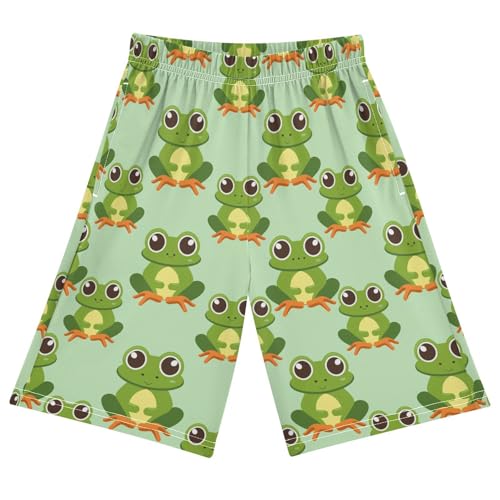 ALAZA Frog Green Pajama Shorts Sleep Shorts Pant Lounge Pajama Bottoms Elastic Waist with Pockets