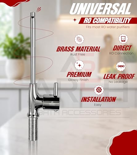 Image of Brass Modular Kitchen Cabinet Water Purifier Tap Including Pipe & Fittings With 3 Year Warranty | RO Tap Faucet | Leakproof Tap Extender for Kitchen RO Purifier System (1 /4 inch & 3 /8 inch RO Pipe)