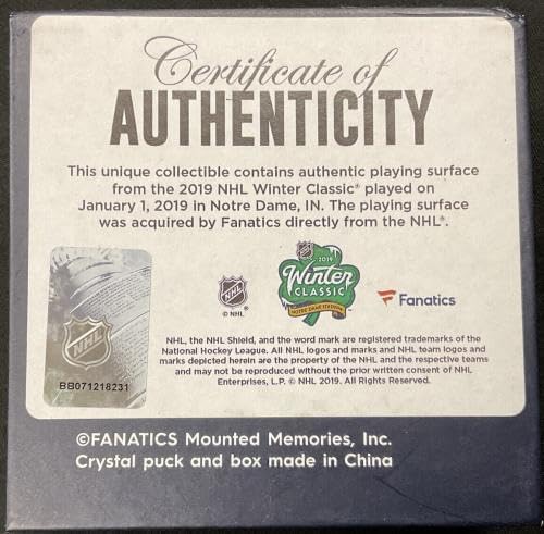 TOREY KRUG Signed Auto 2019 Winter Classic Game-Used Ice Puck FANATICS B267817 - Autographed Other Game Used NHL Items