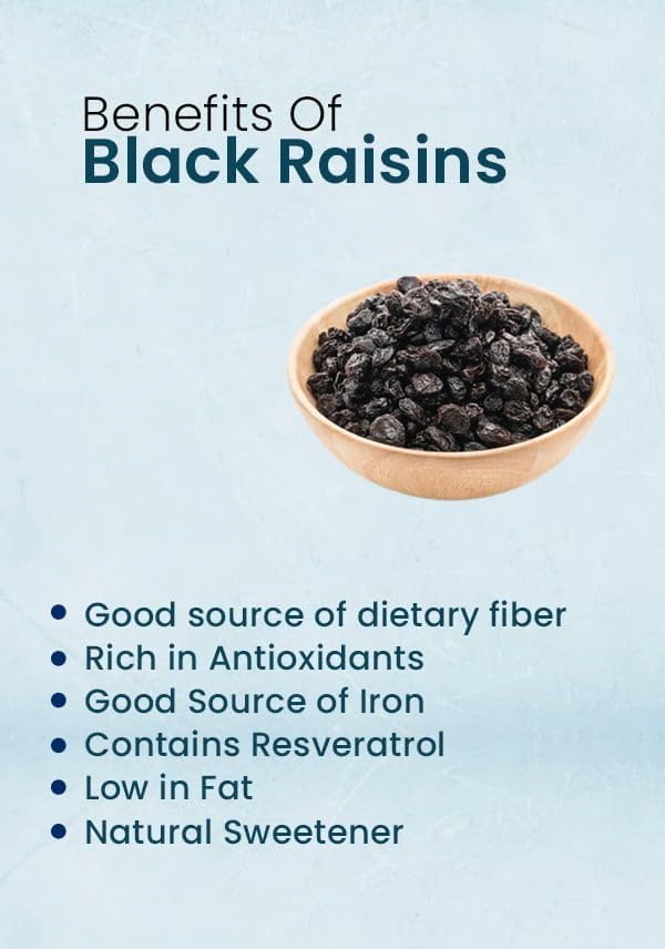 Image of The Nature Krafts Seedless Black Raisins 500gm | Dry Grapes Kali Kishmish Dry Fruits (500gm)