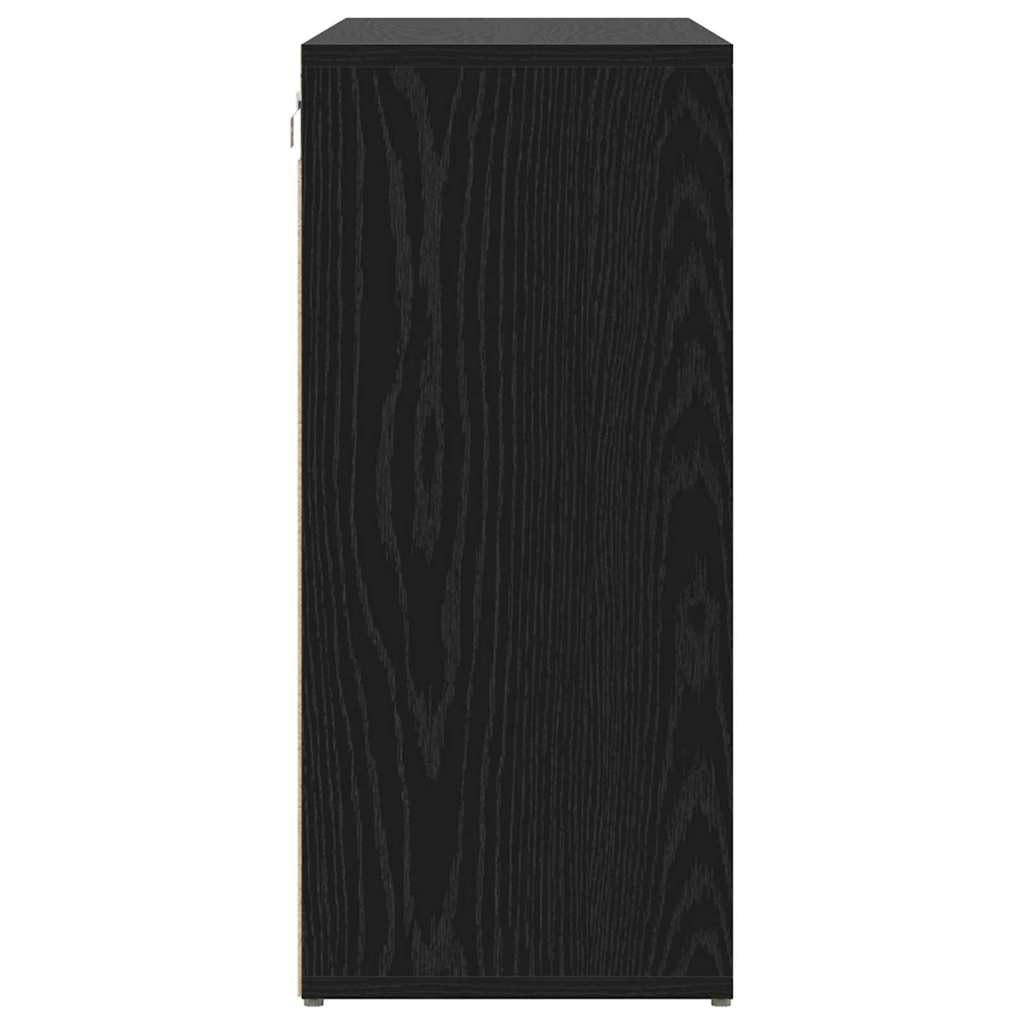 Schuhschrank mit Regal Schwarz Eichen-Optik 103 x 30 x 67 cm, schmaler Schuhständer mit 16 Regalbrettern, platzsparende Schuhaufbewahrung für Flur, Diele, Eingangsbereich