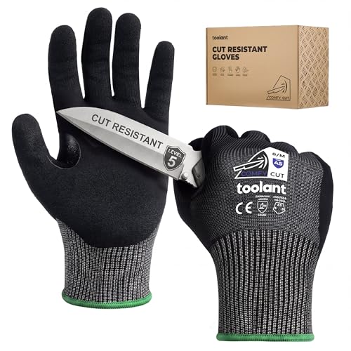 Image of toolant ComfyCut A5 Cut Resistant Work Gloves, ANSI & EN388 Certified Protection with Second Skin Comfort, Fiberglass-Free, Touchscreen & Flexible Grip, for Woodworking, Warehouse, Assembly, X-Large