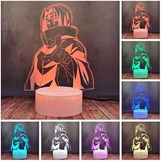 3D LED Optical Night Light Uchiha Sasuke Itachi Uzumaki Cool Desk Lamp Table Touch Remote 16 Color Illusion Lamp Kid Boy Home Decor Birthday Gift Lamp Cartoon Anime Fans Toy Toddler Sleep