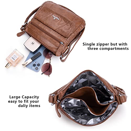 Image of Angelkiss Small Womens Crossbody Bag Leather Shoulder Purse for Women Hobo Bag with Adjustable Shoulder Strap