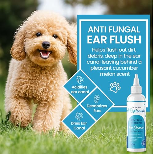 Image of Replenish Otic Ear Cleaning Solution for Dogs - Antiseptic Ear Cleaner for Dogs & Cats - Advanced Ear Flush for Yeast Treatment and Odor Control - 8 oz