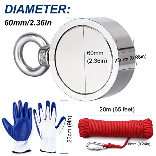 Image of DIYMAG Magnet Fishing Kit, 500Lbs Double Sided Single Hole Fish Magnets