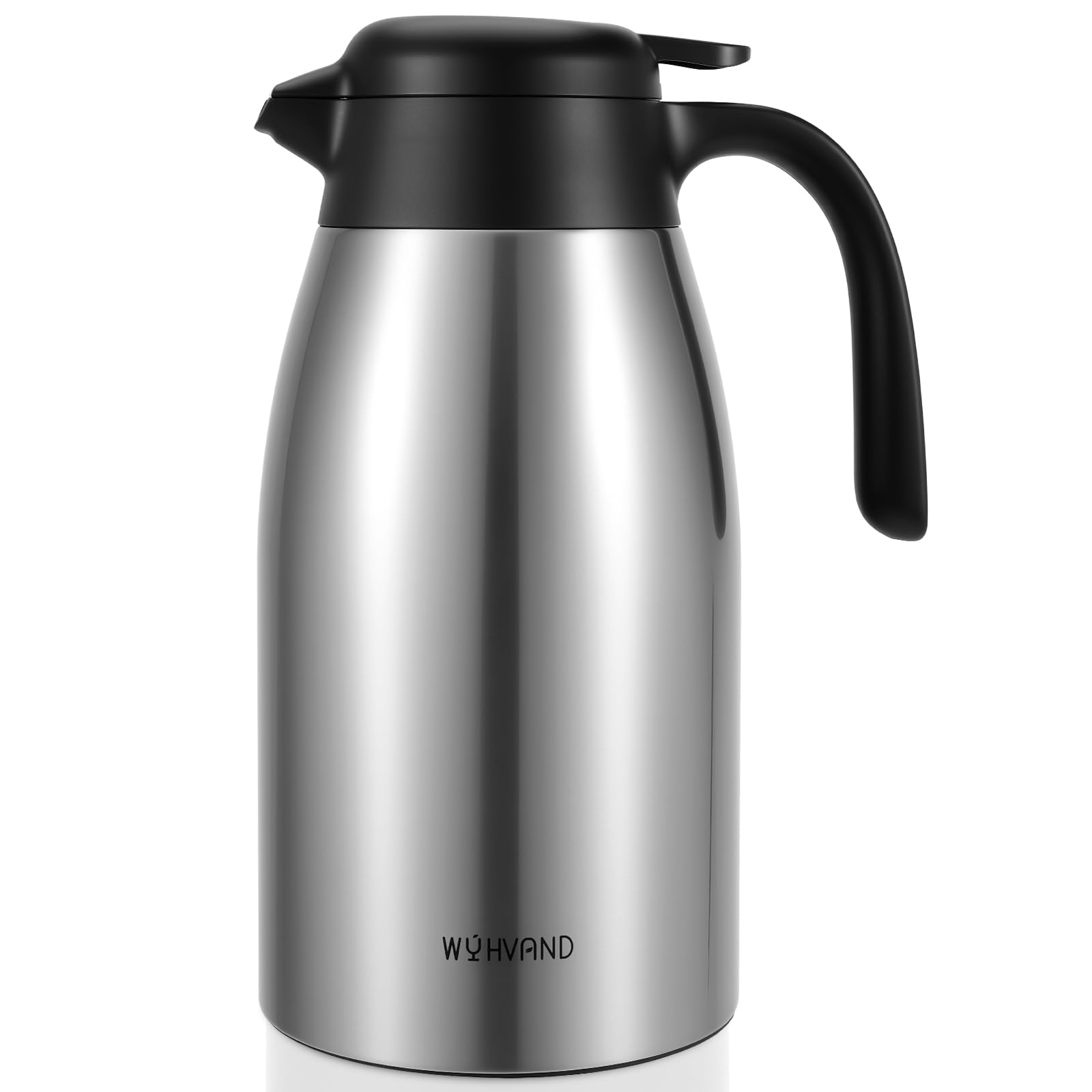 WYHVAND 2L Thermal Coffee Carafe, Stainless Steel Insulated Jug, Silver