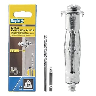 Rapid Confezione da 10 Tasselli ad Espansione in Metallo per Pareti Cave in Cartongesso e Truciolari dallo Spessore di 6 -21 mm, Supportano fino ad un Carico di 50 Kg