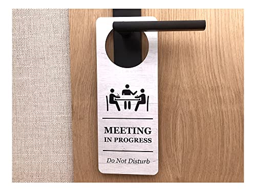 Bedrucktes Türschild "Do Not Disturb Meeting In Progress", für den Einsatz in Business, Unternehmen, Heimbüro, Hotels, Arbeitsplatz, Weißholz-Effekt Cover