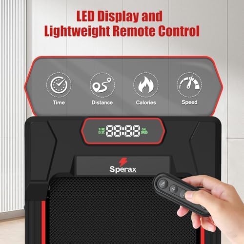 ക്ലോസ് അപ്പ് view of the manual incline adjustment mechanism on the Sperax Walking Pad Treadmill, showing how to engage it by hand or foot.
