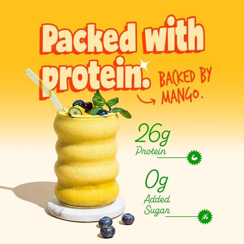 Image of Yogabar 26g Protein Shake- Mango Rizz | 26g Protein Milkshake with No Added Sugar | Ideal for Early Mornings, Pre & Post Workouts Energy Drink | 1500ml (6 Bottles, 250ml each)