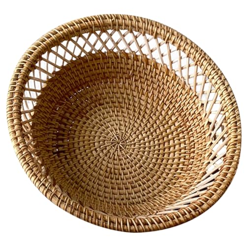 FUNOMOCYA Woven Rattan Storage Basket for Organizing Fruits Snacks and Multi Functional Desktop Basket for and Efficient Storage