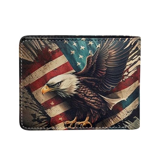 HUIACONG American Flag Eagle Leather Mens Wallets Tie Dye Thin Slim Credit Cards Ponch,Bifold Smart Clutch Wallet Purse Coin Pocket Travel Cash Organizer Storage3