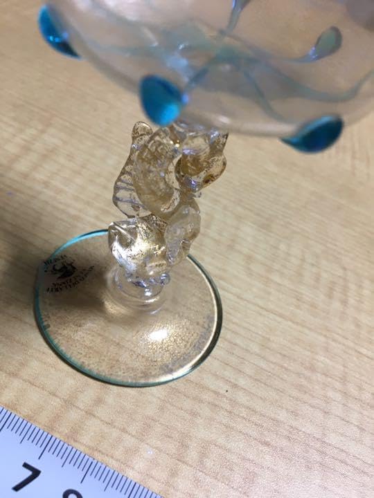 レア　ベネチアングラス　金彩ブルー 楽天市場】ベネチアン グラス ムラノ カップ＆ソーサー イタリア 24