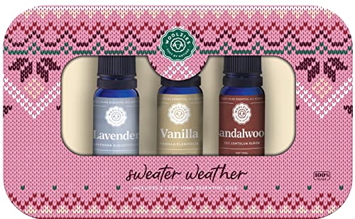 Woolzies 100% Pure & Natural Sweater Weather Essential Oil Set of 3 | Incl. Lavender, Vanilla, & Sandalwood Oils | Great for Relaxing & Soothing | Therapeutic Grade Aromatherapy