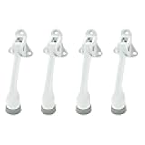Coshar 5-Inch Kick Down Door Stop in White, Non-Slip Rubber Door Stopper Kickstand for Wood, Concrete, Tiled, and Carpeted Floors, Aluminum Alloy (4 Pack)