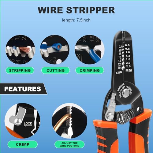 Image of 35PCS Solar Crimper Tool Kit, Solar Panel Cable MC4 Connectors 14-10AWG, 30 Pairs Male /Female Solar Connectors, 1PCS Solar Crimper, 1PCS Stripper, 2 PCS Spanner Wrench